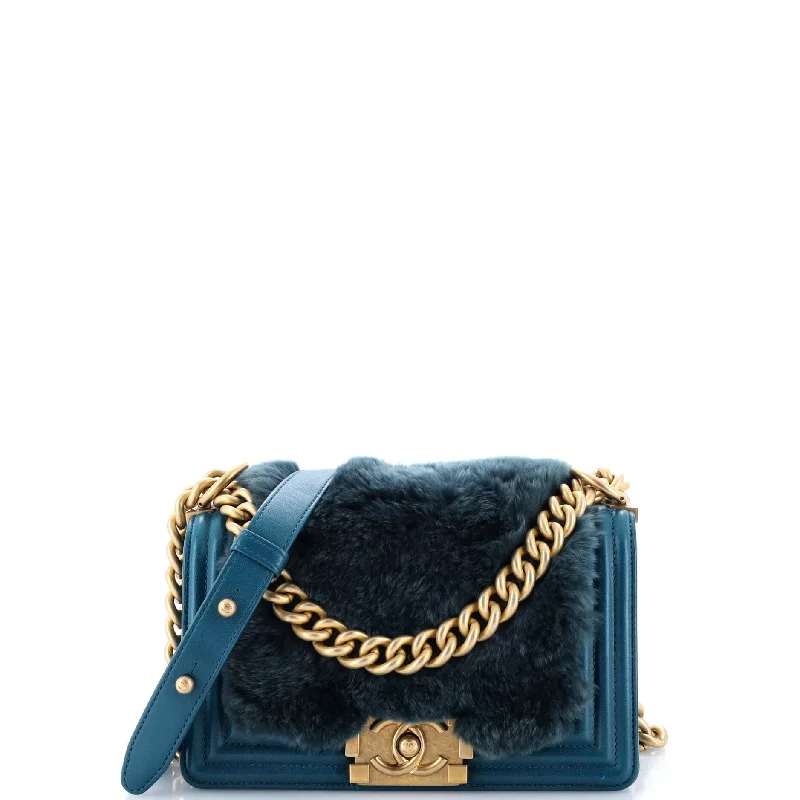 Boy Flap Bag Fur with Leather Small