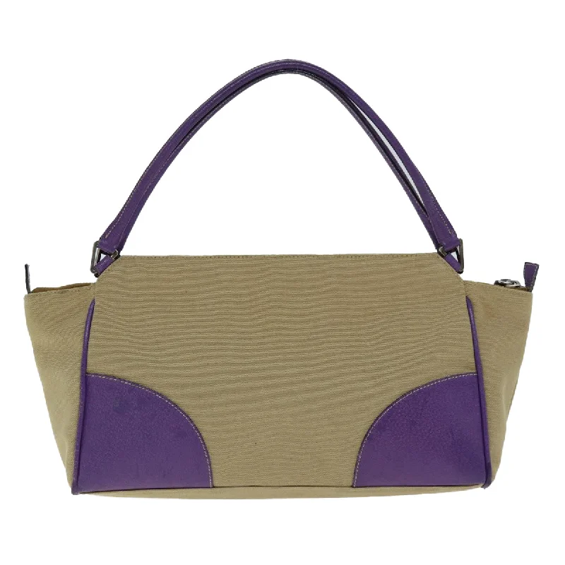 PRADA Hand Bag Canvas Purple Beige  bs14396