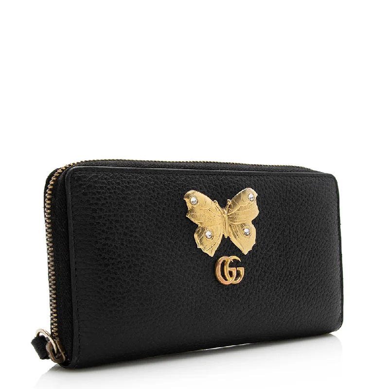 Gucci Calfskin Butterfly Farfalla Zip Around Wallet (21069)