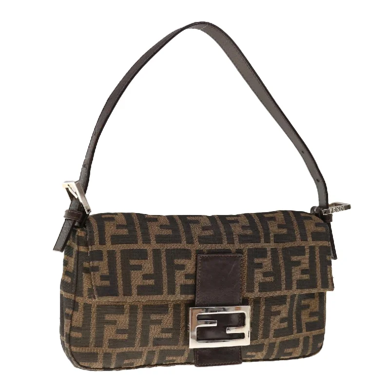 FENDI Zucca Canvas Mamma Baguette Shoulder Bag Brown Black  yk10477