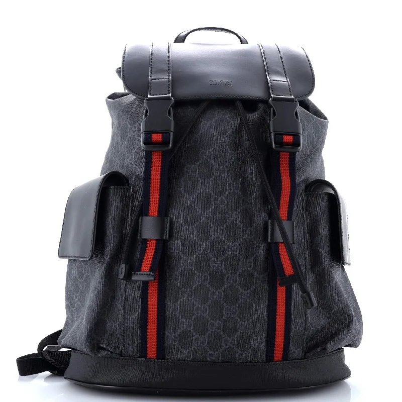 Double Pocket Buckle Backpack GG Coated Canvas Large