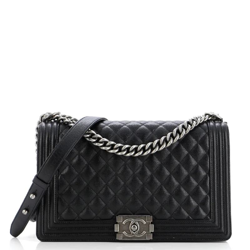 Boy Flap Bag Quilted Caviar New Medium