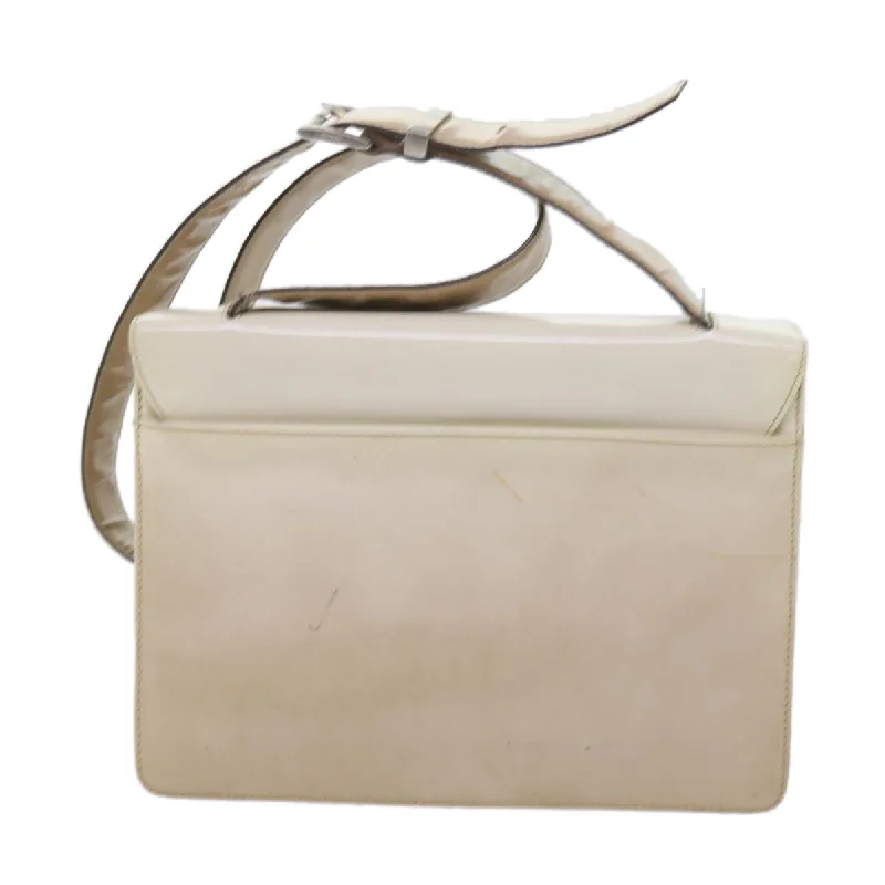 PRADA Shoulder Bag Leather Beige  bs10222