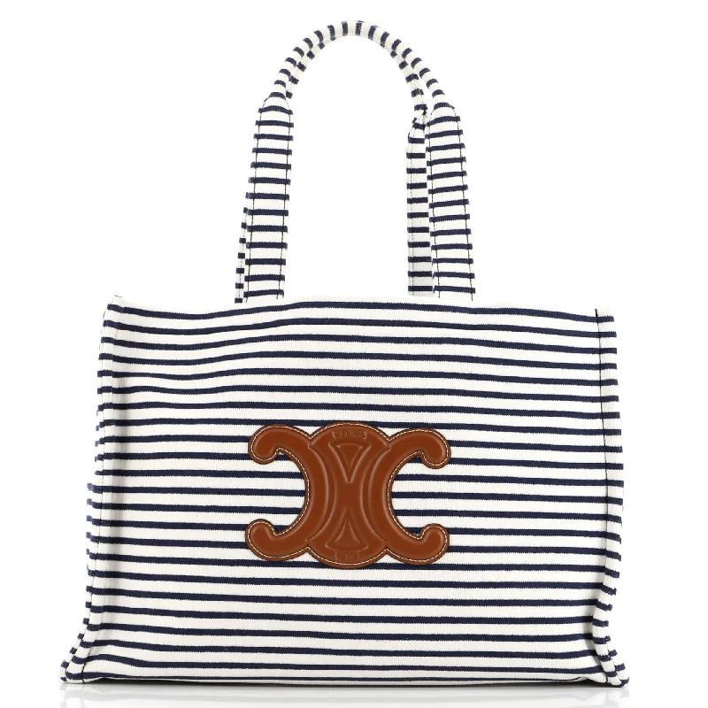 Cabas Thais Tote Triomphe Striped Canvas Large