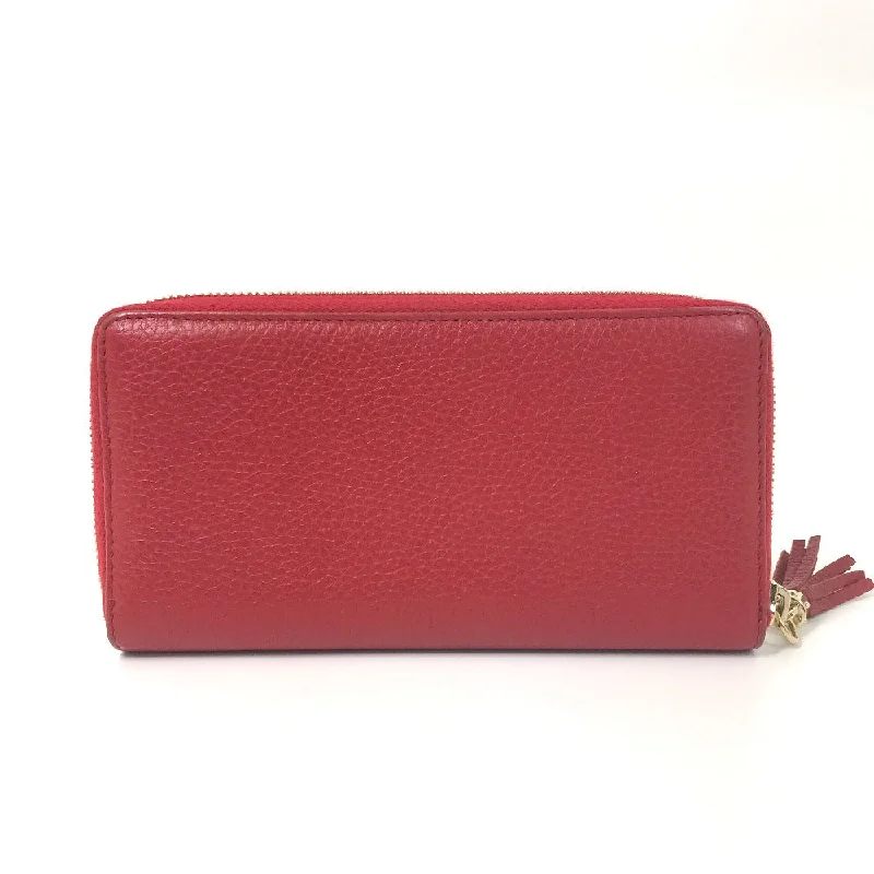 GUCCI Long Wallet Purse 598187 leather Red Long wallet with tassel GG Soho Women Used