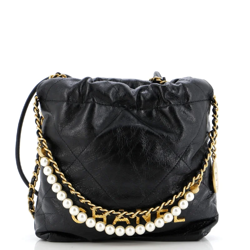 22 Chain Hobo Quilted Calfskin with Pearl Chain Mini