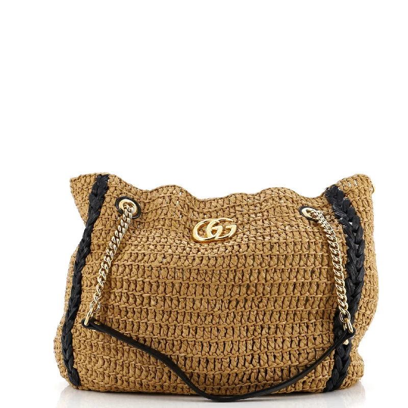 GG Marmont Chain Tote Raffia Large