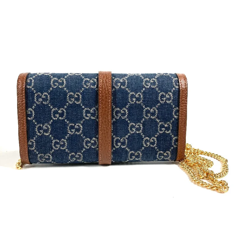 GUCCI Long Wallet Purse 652681 GG canvas blue GG denim Jackie 1961 Women Used