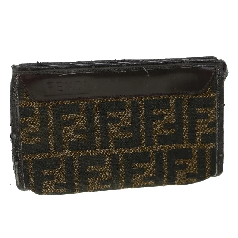 FENDI Zucca Canvas Pouch Brown Black  bs2668