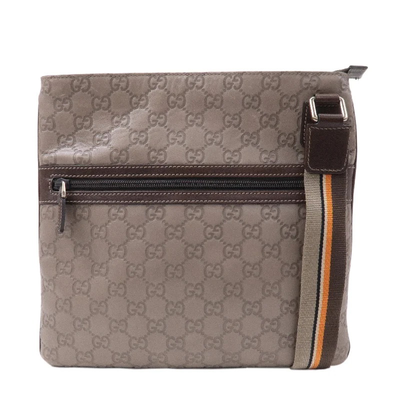 GUCCI Guccissima Leather Shoulder Bag Gray Brown 264217