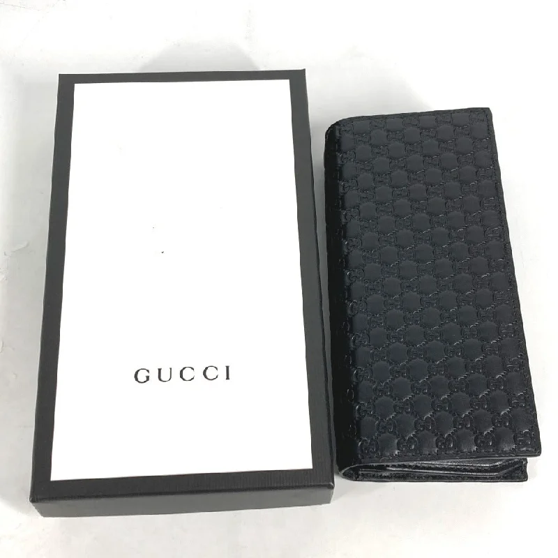 GUCCI Long Wallet Purse 544479 Sima leather black Micro Guccisima GG mens Used