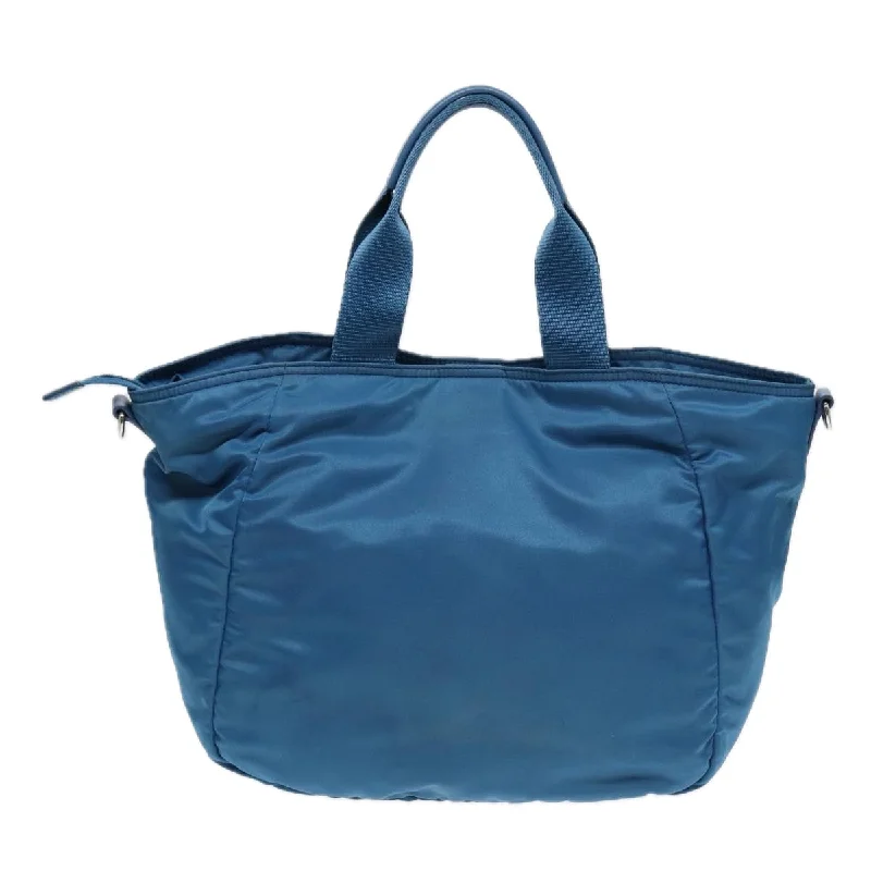 PRADA Shoulder Bag Nylon 2way Blue Silver  ki4799