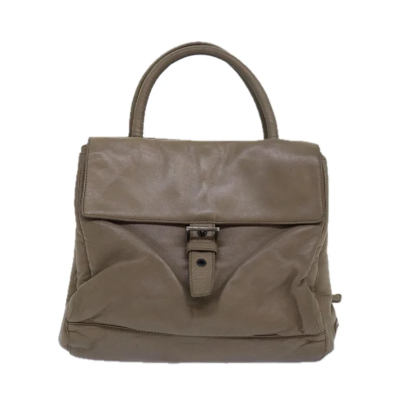 PRADA Hand Bag Leather Beige  bs15591