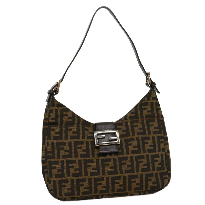 FENDI Zucca Canvas Mamma Baguette Shoulder Bag Brown Black  ar7182A