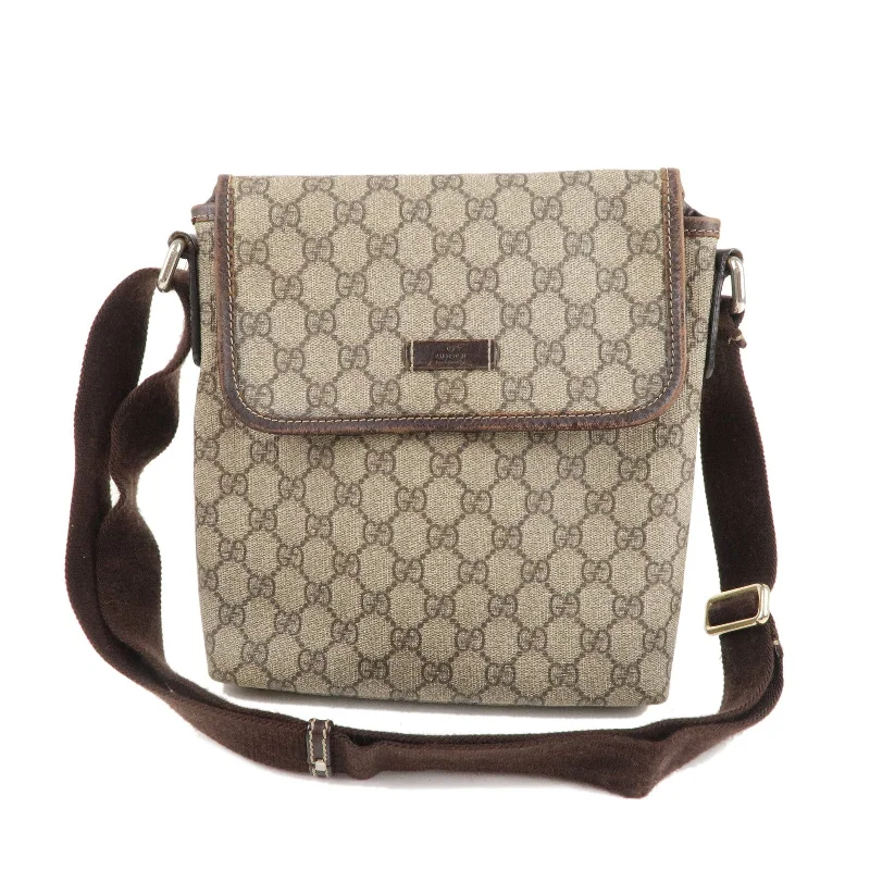 GUCCI GG Supreme Leather Shoulder Bag Beige Brown 223666