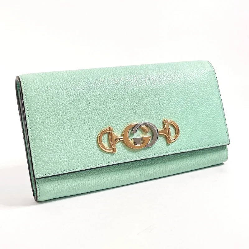 GUCCI Long Wallet Purse 573612 leather green Zumi Women Used