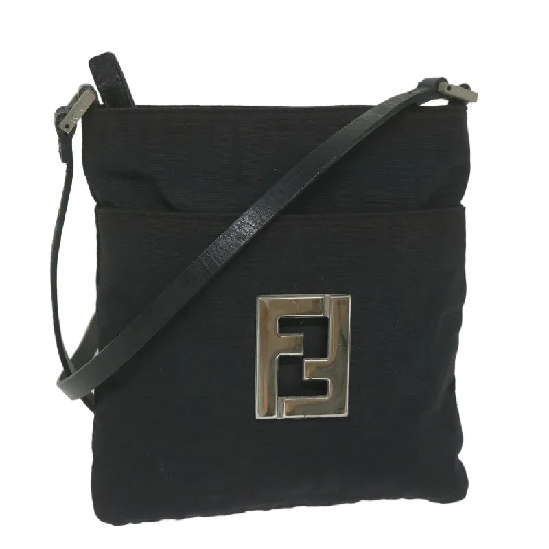 FENDI Zucca Canvas Shoulder Bag Black  bs10962