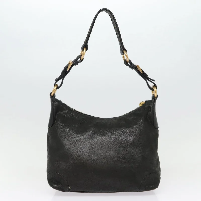 PRADA Shoulder Bag Leather Black Gold  87759