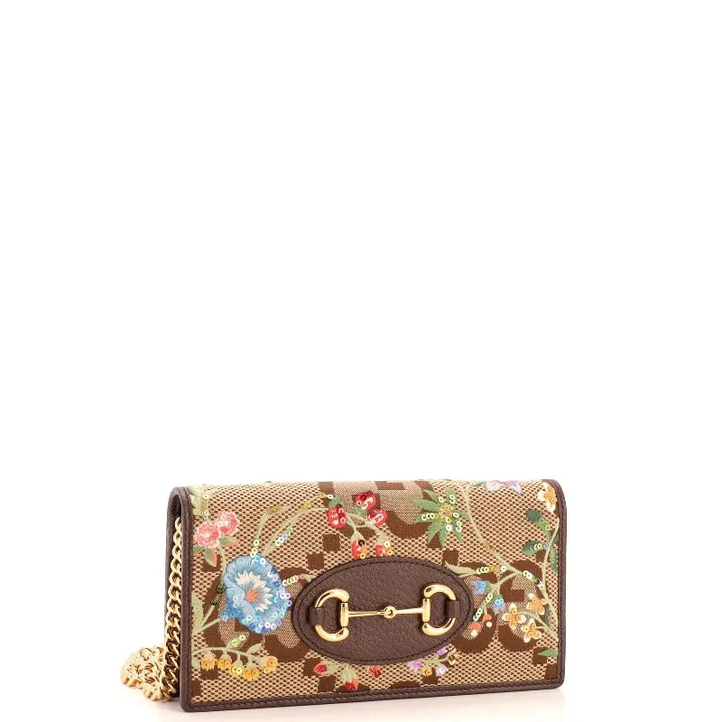 Gucci Horsebit Chain Wallet Embroidered