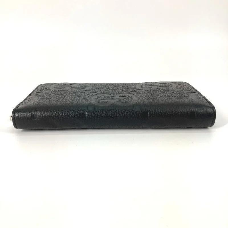 GUCCI Long Wallet Purse 739482 leather black Jumbo GG Zip wallet mens Secondhand