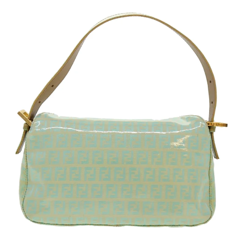 FENDI Zucchino Mamma Baguette Shoulder Bag Coated Canvas Light Blue  yk6594B