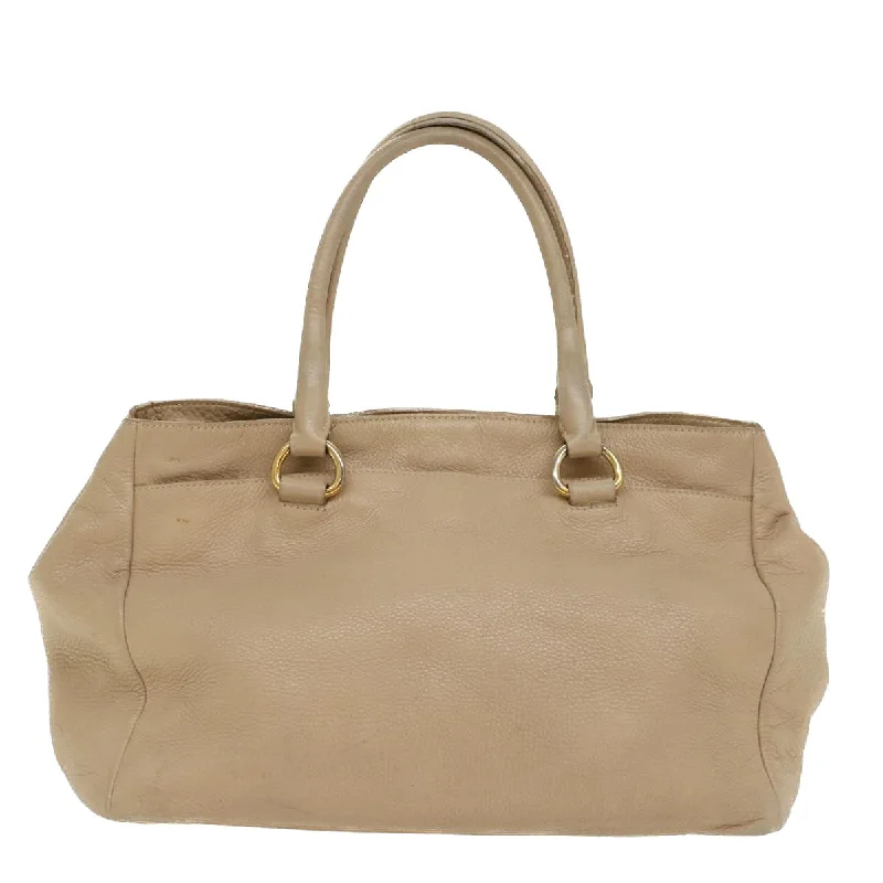 PRADA Shoulder Bag Leather Beige  bs8119