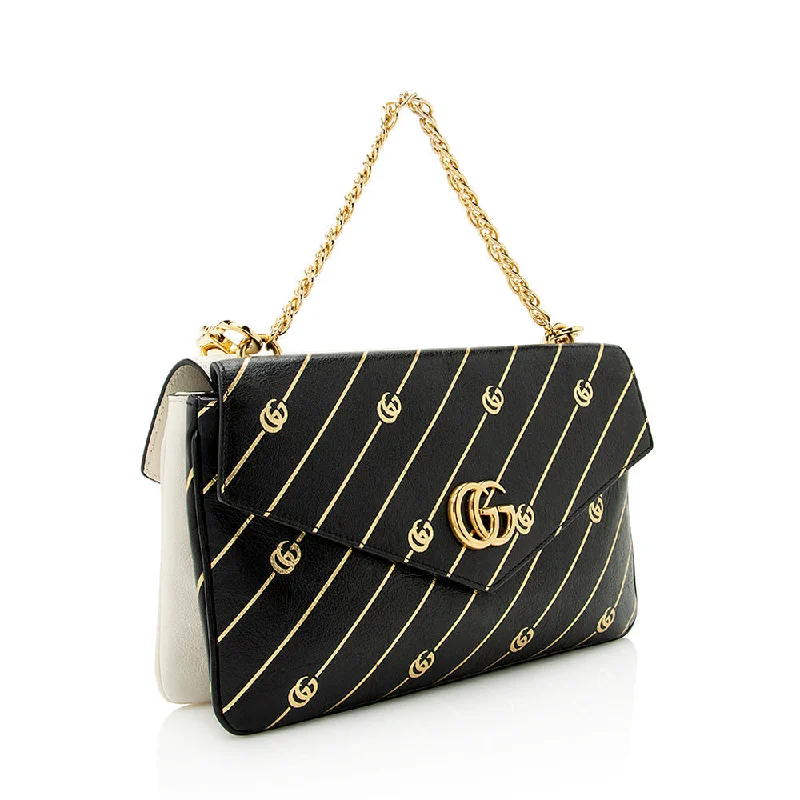 Gucci Calfskin Diagonal Stipe Thiara Double Shoulder Bag (21686)