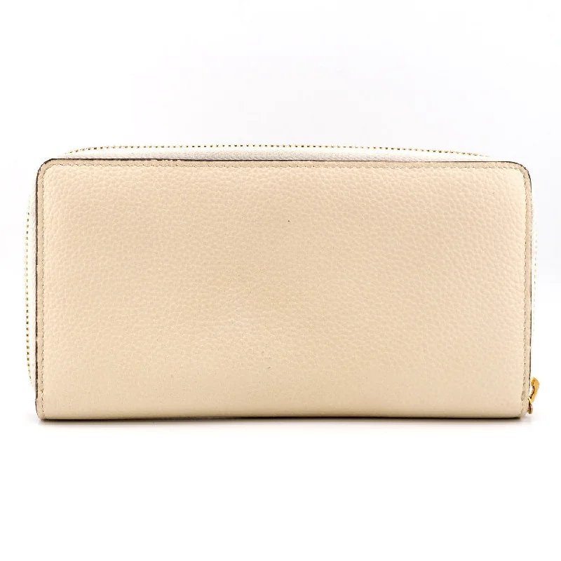 GUCCI Long Wallet Purse 570661 leather cream Zip Around Zumi Women Used