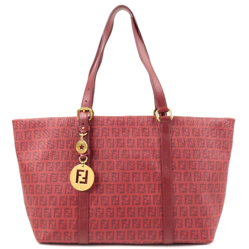 FENDI Zucchino Print PVC Leather Tote Bag Red 8BH215