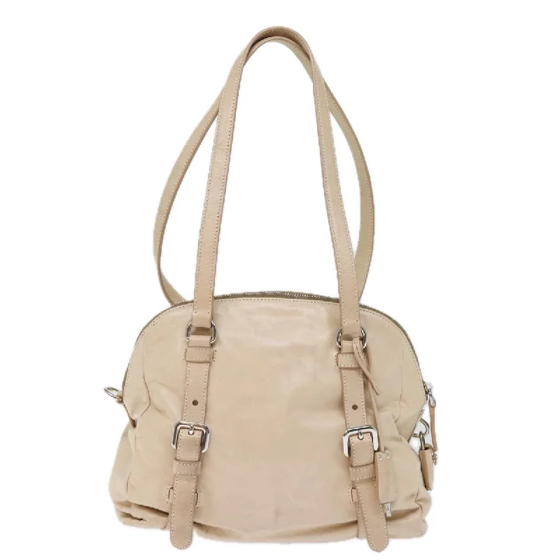 PRADA Shoulder Bag Leather Beige  72717