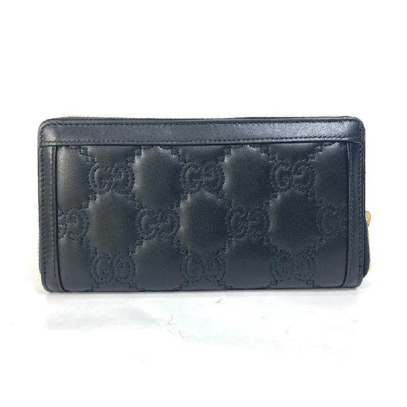 GUCCI Long Wallet Purse 723784 leather black Long wallet GG Matelasse Zip Around Wallet mens Used