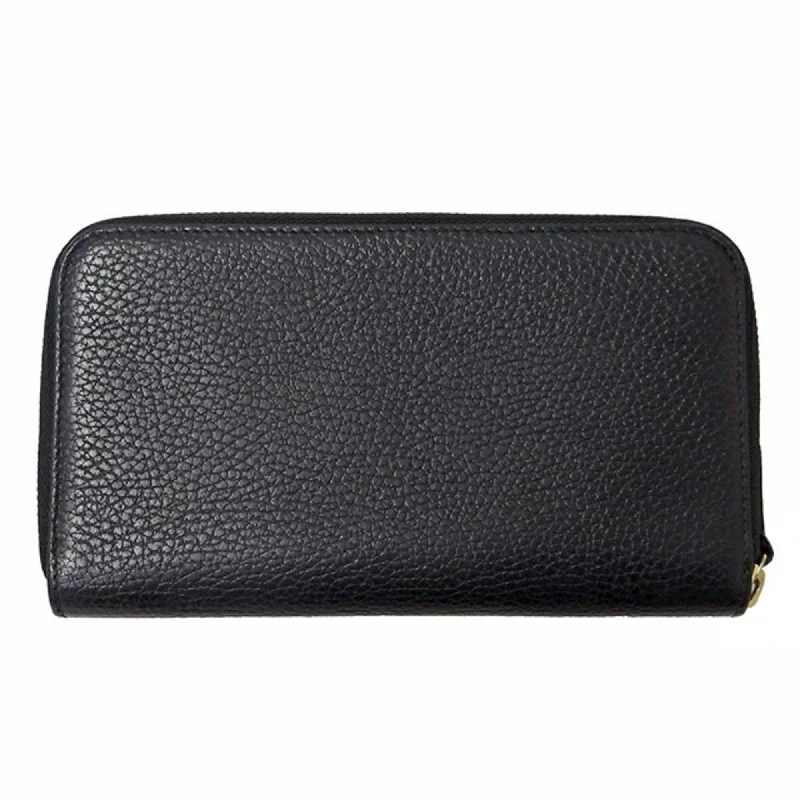 GUCCI Wallet Men's Long Leather Black 449347 Round