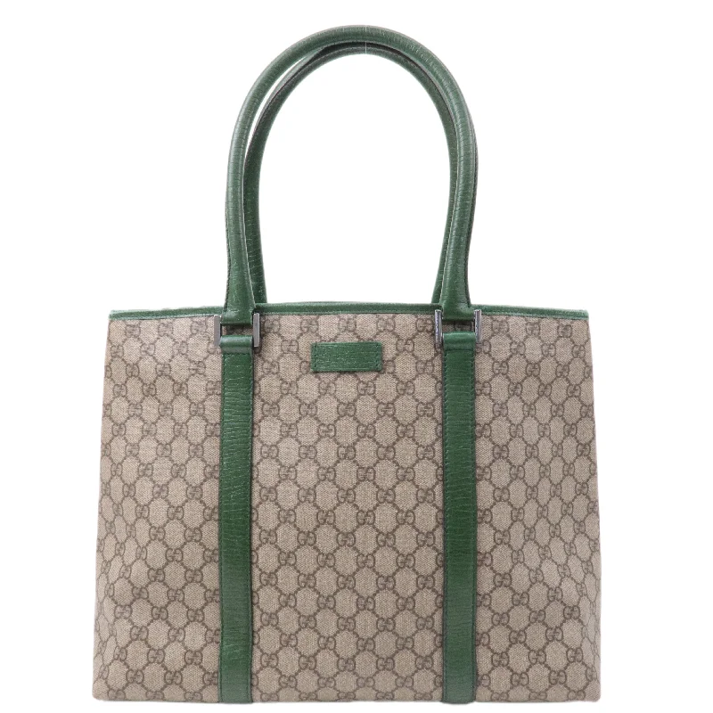 Gucci GG Supreme Leather Tote Bag Beige Green 114288