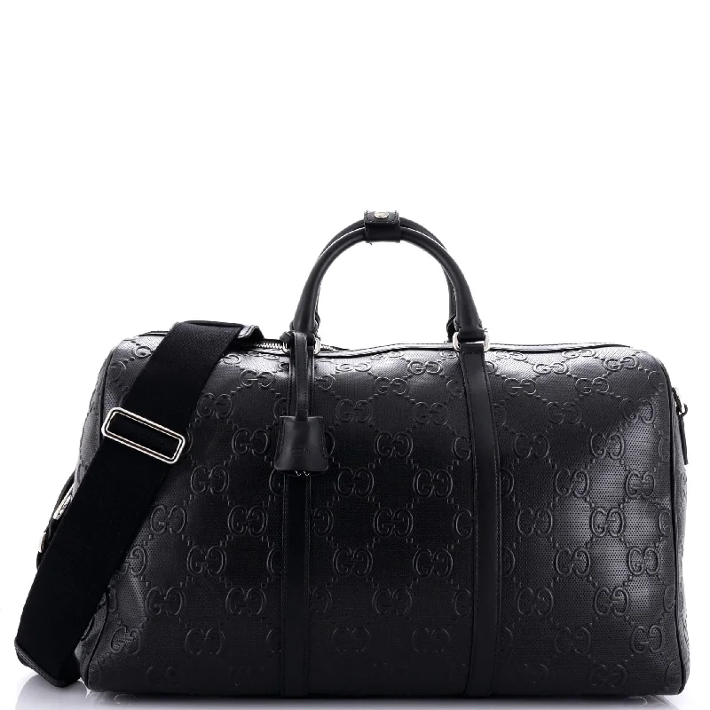 Convertible Duffle Bag GG Embossed Perforated Leather Large