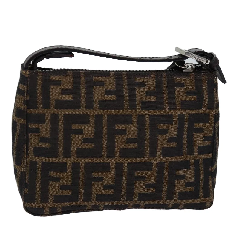 FENDI Zucca Canvas Pouch Brown Black  ep4386