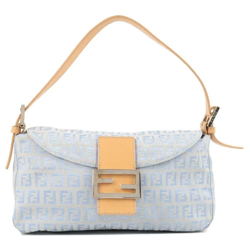 FENDI Zucchino Mamma Baguette Canvas Leather Shoulder Bag 8BR003