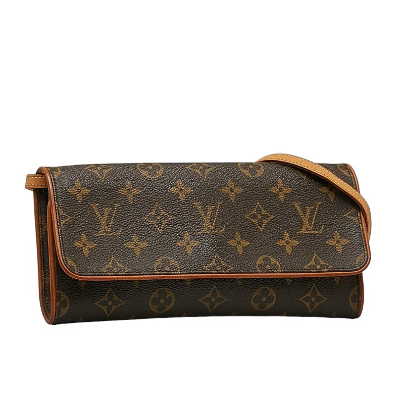 Louis Vuitton Monogram Pocket Twin GM Shoulder Bag M51852 Brown PVC Leather Lady Louis Vuitton