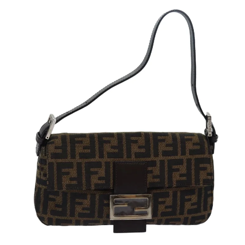 FENDI Zucca Canvas Mamma Baguette Shoulder Bag Brown Black  79451A