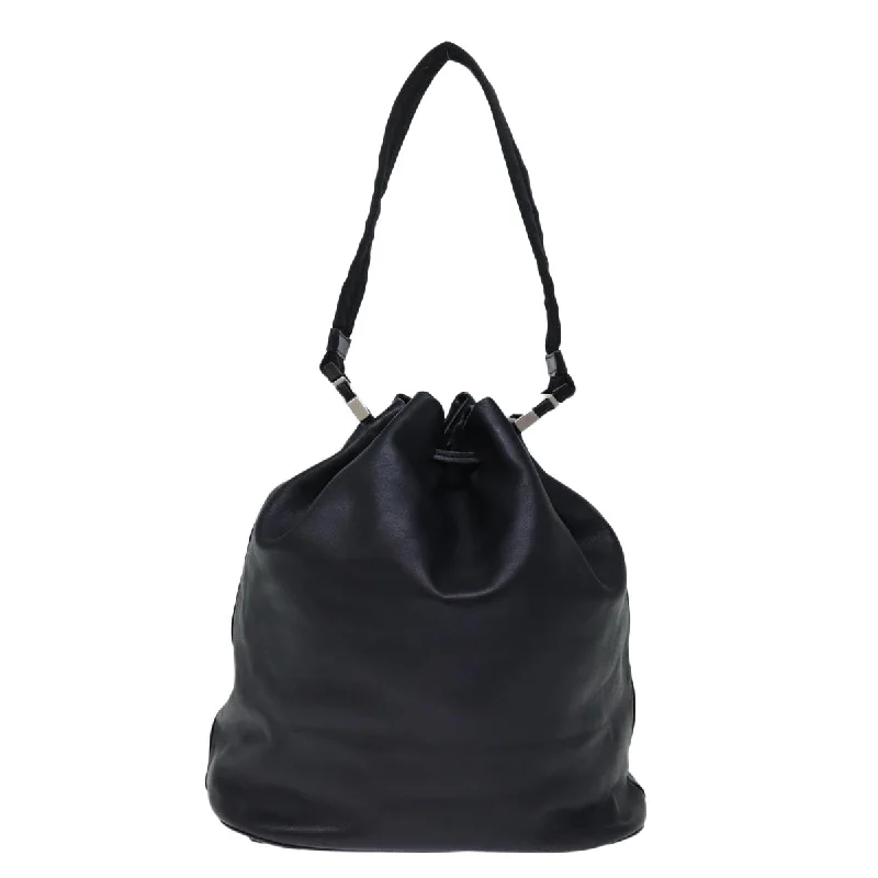 PRADA Shoulder Bag Leather Black  ki4379