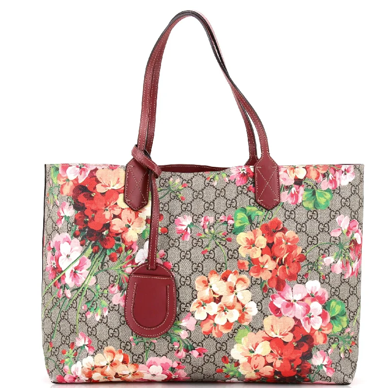 Reversible Tote Blooms GG Print Leather Medium