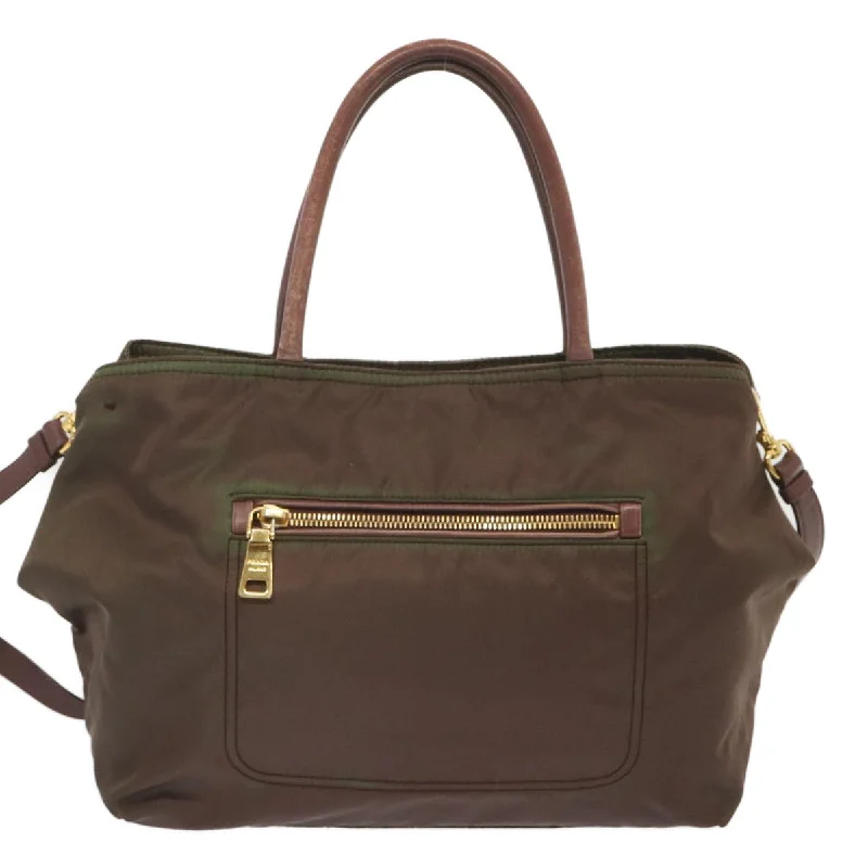 PRADA Hand Bag Nylon 2way Brown  yk11190