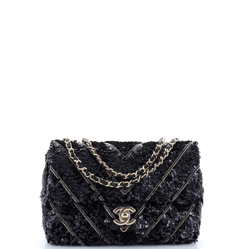 CC Flap Bag Chevron Sequins Mini