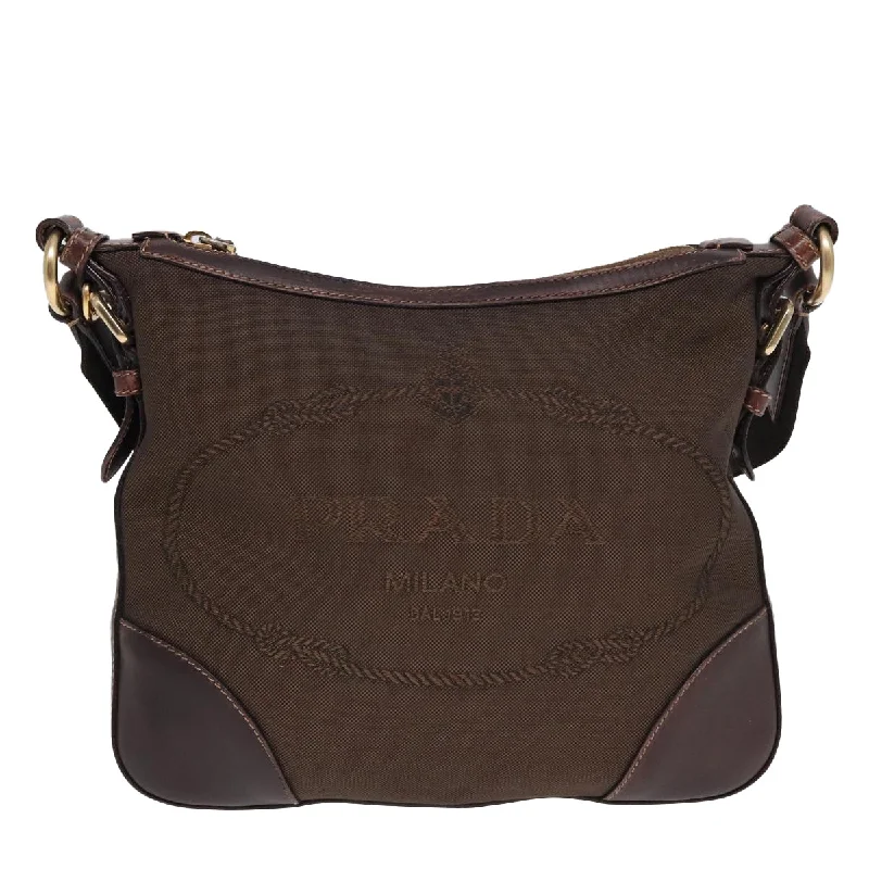 PRADA Shoulder Bag Canvas Brown  bs16387