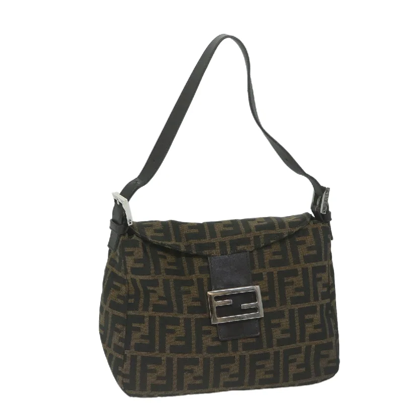 FENDI Zucca Canvas Mamma Baguette Shoulder Bag Brown Black  ep3105