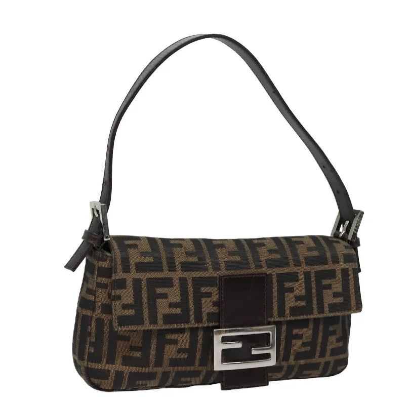 FENDI Zucca Canvas Mamma Baguette Shoulder Bag Brown Black  ki4560