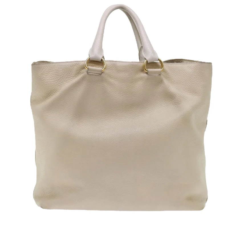 PRADA Hand Bag Leather 2way Beige  am4965