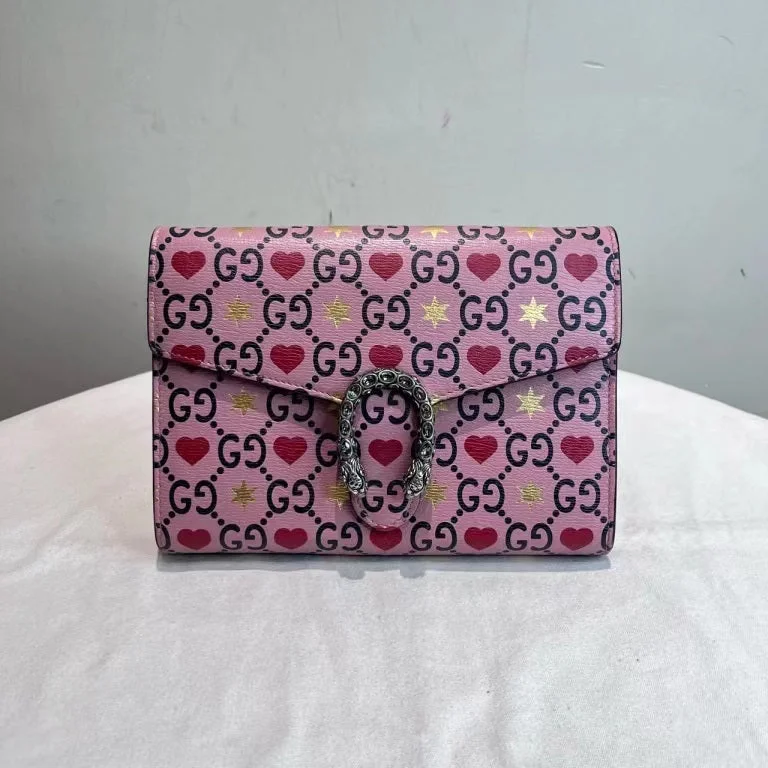 Gucci Dionysus Valentines GG Printed Pink Leather Bag Limited Edition