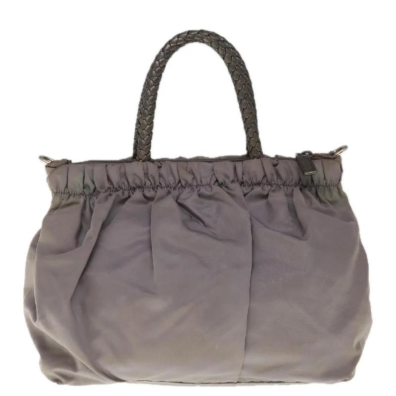 PRADA Hand Bag Nylon 2way Gray  yk10519