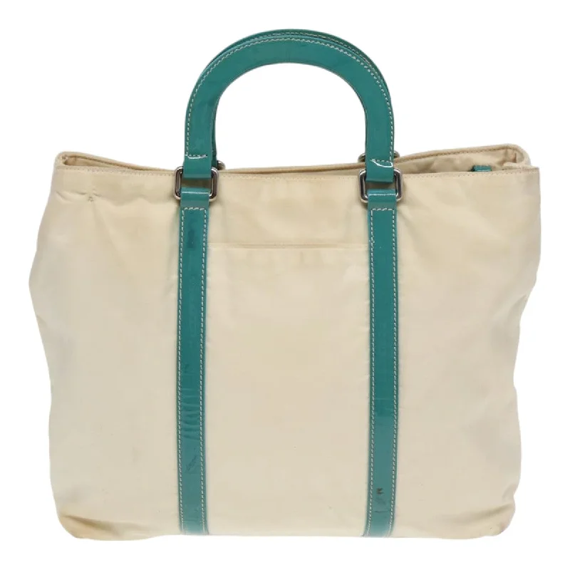 PRADA Hand Bag Nylon 2way White Turquoise Blue  bs16826