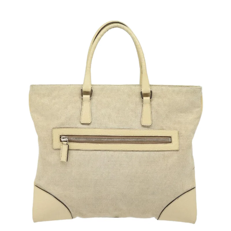 PRADA Hand Bag Canvas Beige  ep4722